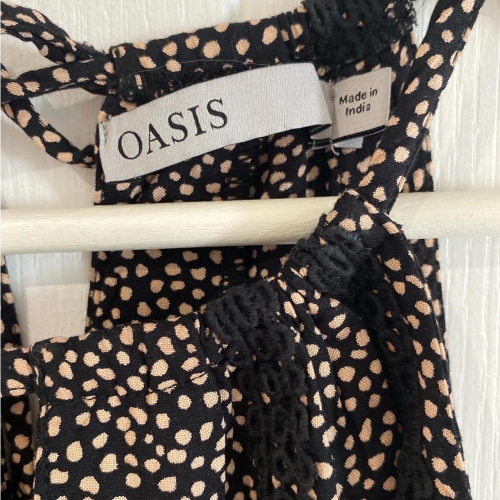 Oasis Black and Cream Polka Dot Dress